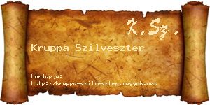 Kruppa Szilveszter névjegykártya